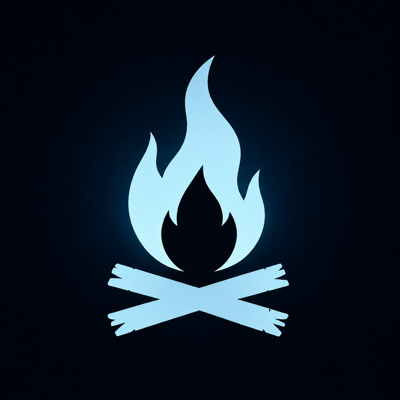 Fearside Stories cold-fire emblem over crossed logs